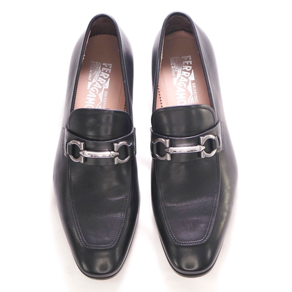 SALVATORE FERRAGAMO - "BENFORD" Black Logo Bit Front Loafer